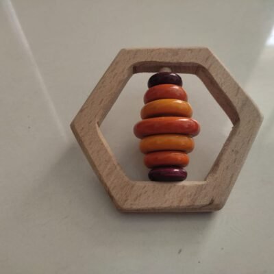 Wooden rattle - hexagon