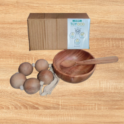 Neem wood Gift Set -bowl, spoon and beads
