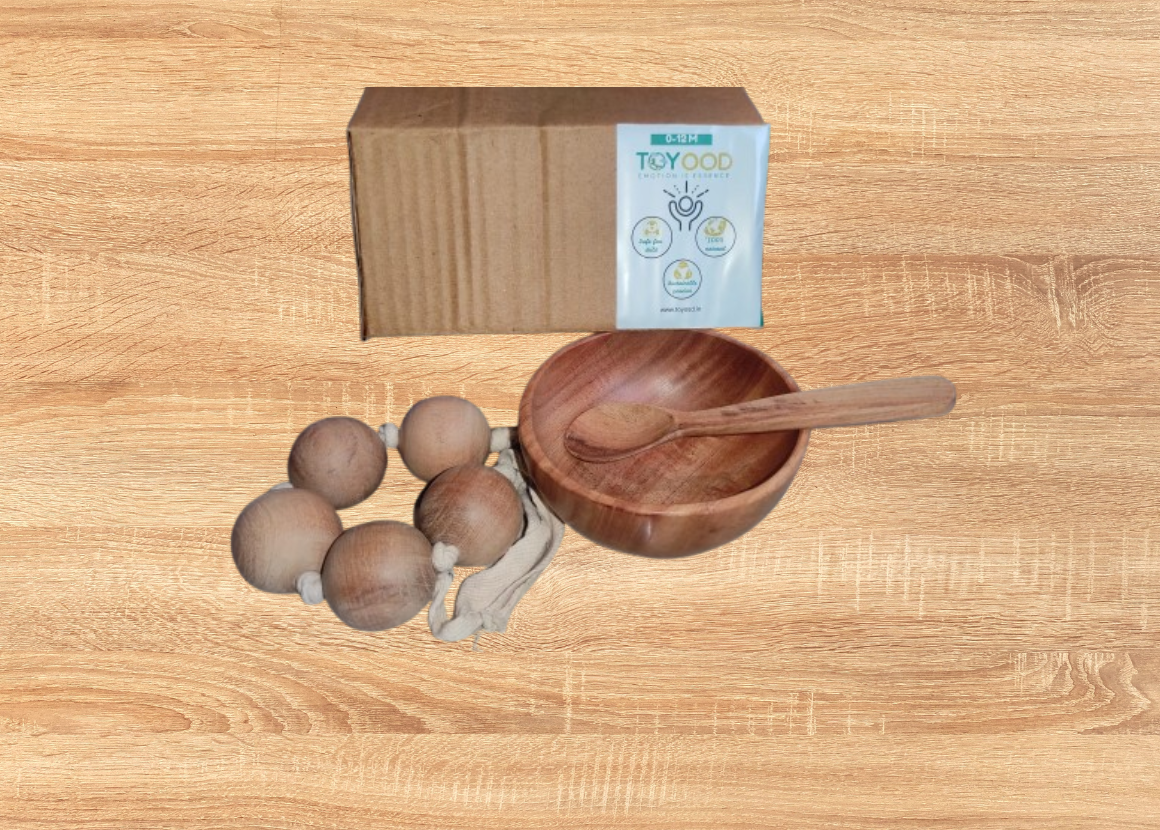 Neem wood Gift Set -bowl, spoon and beads